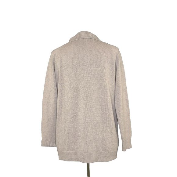 TANDEM Double Breasted Cardigan Sweater Button Front Taupe Italian Wool Size 42 - Picture 12 of 13